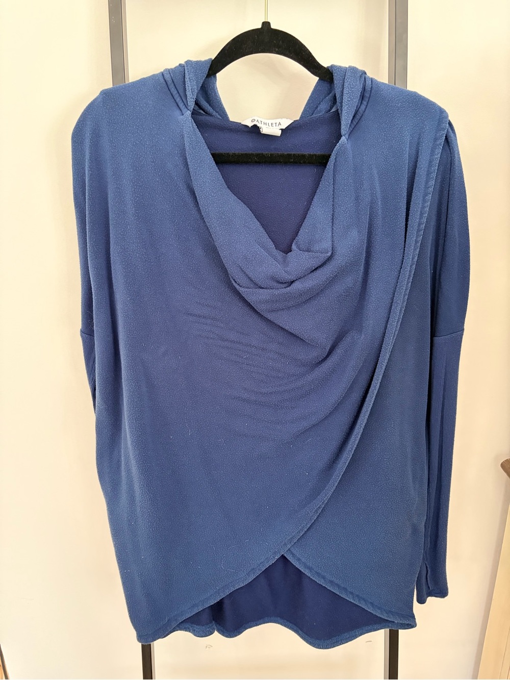 Athleta Navy Blue Cowl Neck Hooded Top